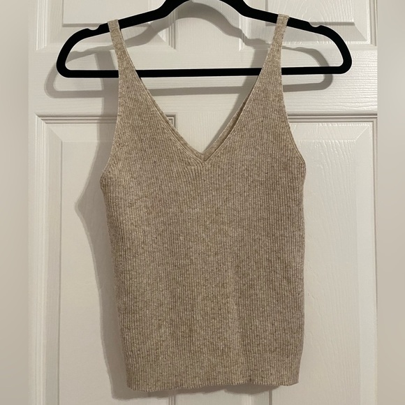 Only Ribbed Knit Sweater Tank in Oatmeal Size M Stretch Summer Beach - Picture 6 of 8